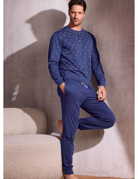 Pigiama uomo serafino jersey cotone Plane | INFIOREUOMO