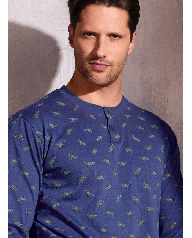 Pigiama uomo serafino jersey cotone Plane | INFIOREUOMO