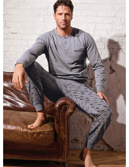 Pigiama uomo serafino jersey cotone Vintage | INFIOREUOMO