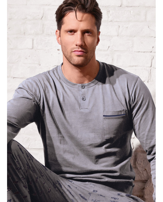 Pigiama uomo serafino jersey cotone Vintage | INFIOREUOMO