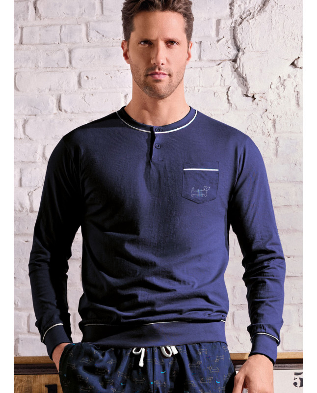Pigiama uomo serafino jersey cotone Play Dog | INFIOREUOMO