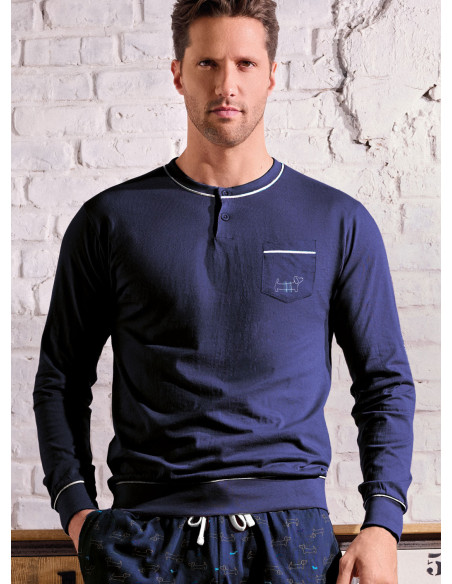 Pigiama uomo serafino jersey cotone Play Dog | INFIOREUOMO