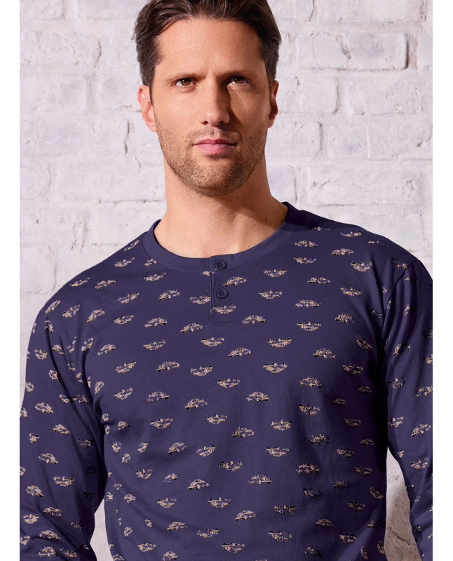 Pigiama uomo serafino jersey cotone Vintage | INFIOREUOMO