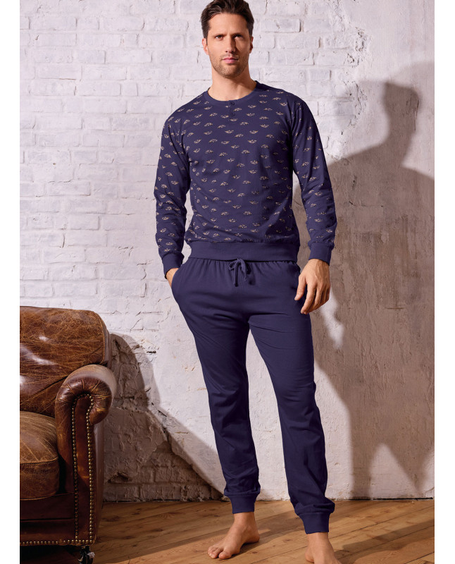 Pigiama uomo serafino jersey cotone Vintage | INFIOREUOMO