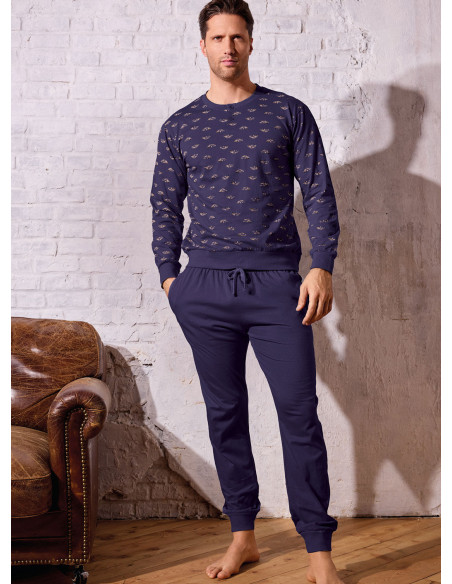 Pigiama uomo serafino jersey cotone Vintage | INFIOREUOMO