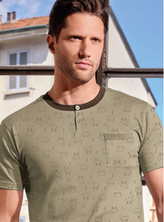 Pigiama uomo serafino cotone shorts Desert | INFIOREUOMO 2