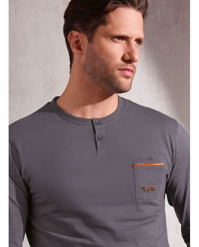 Pigiama uomo serafino jersey cotone Plane | INFIOREUOMO