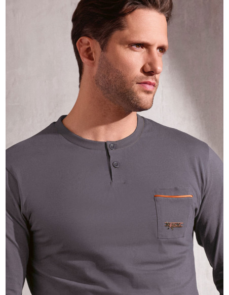 Pigiama uomo serafino jersey cotone Plane | INFIOREUOMO