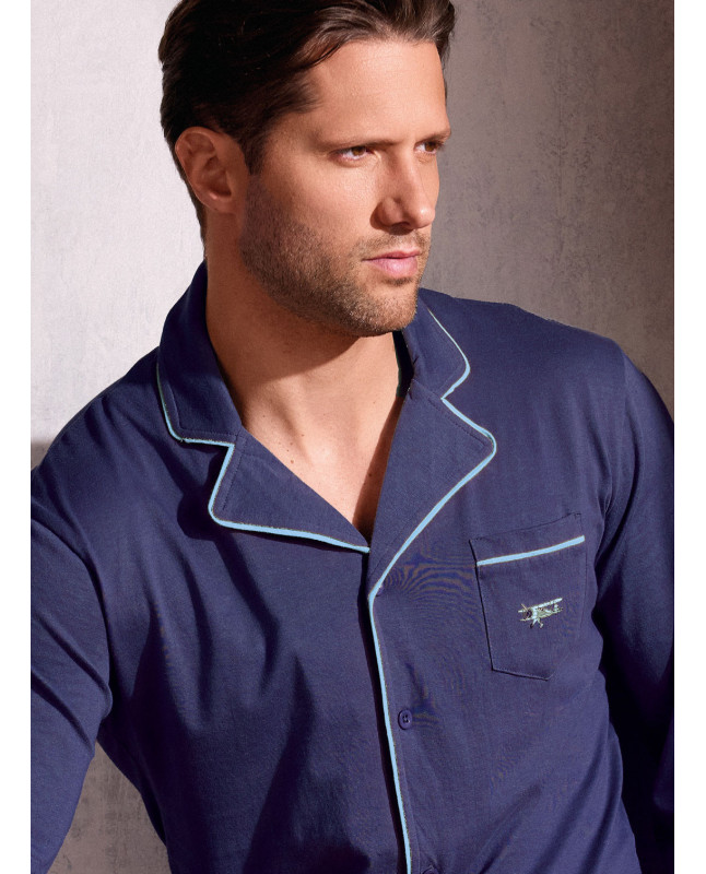 Pigiama uomo aperto jersey cotone Plane | INFIOREUOMO