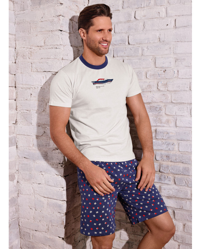 Pigiama uomo girocollo cotone shorts Yacht | INFIOREUOMO