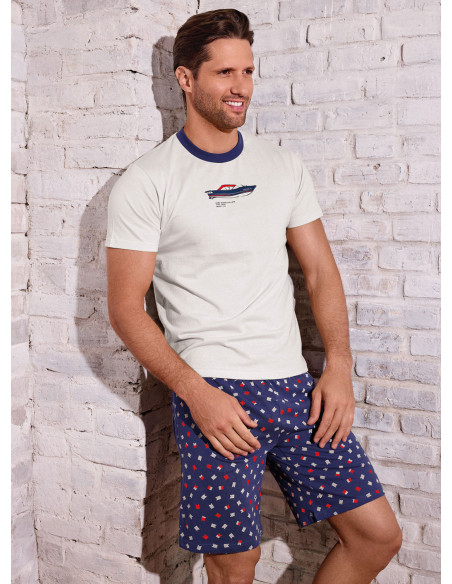 Pigiama uomo girocollo cotone shorts Yacht | INFIOREUOMO