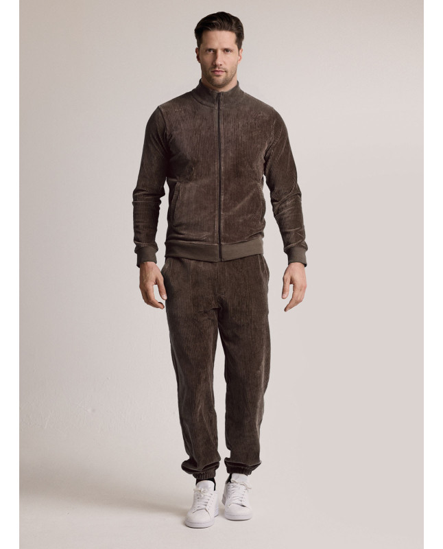 Tuta in tessuto morbido con felpa full zip e pantalone lungo con polsi