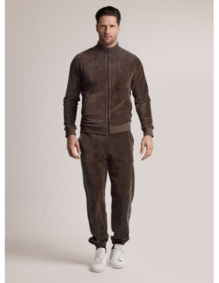 Tuta in tessuto morbido con felpa full zip e pantalone lungo con polsi