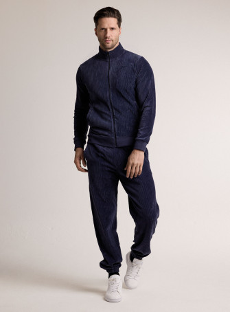 Tuta in tessuto morbido con felpa full zip e pantalone lungo con polsi