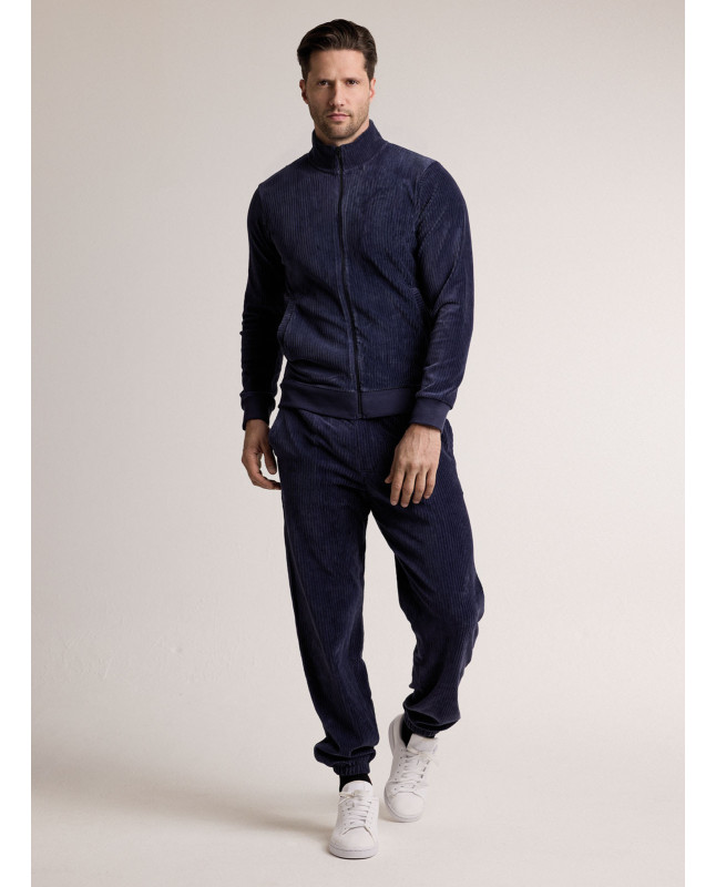 Tuta in tessuto morbido con felpa full zip e pantalone lungo con polsi