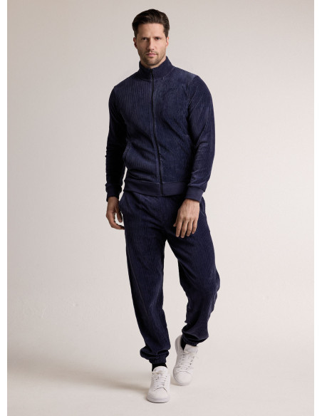 Tuta in tessuto morbido con felpa full zip e pantalone lungo con polsi