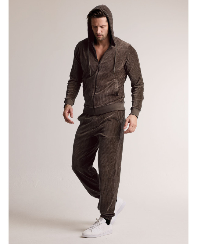 Tuta in tessuto morbido con felpa full zip con cappuccio e pantalone lungo con polsi
