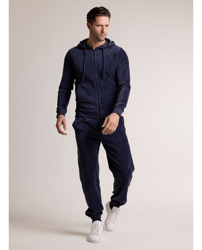 Tuta in tessuto morbido con felpa full zip con cappuccio e pantalone lungo con polsi