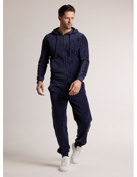 Tuta in tessuto morbido con felpa full zip con cappuccio e pantalone lungo con polsi